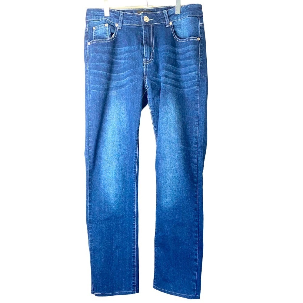 DKIN Blue Denim Embellished Pockets Jeans Size 10